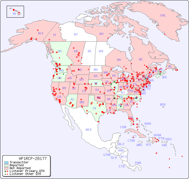 North American Reception Map for HP1RCP-28177