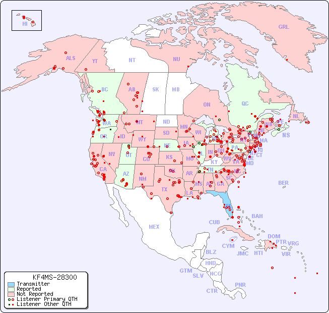 North American Reception Map for KF4MS-28300