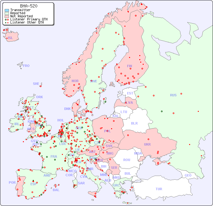 European Reception Map for BHA-520