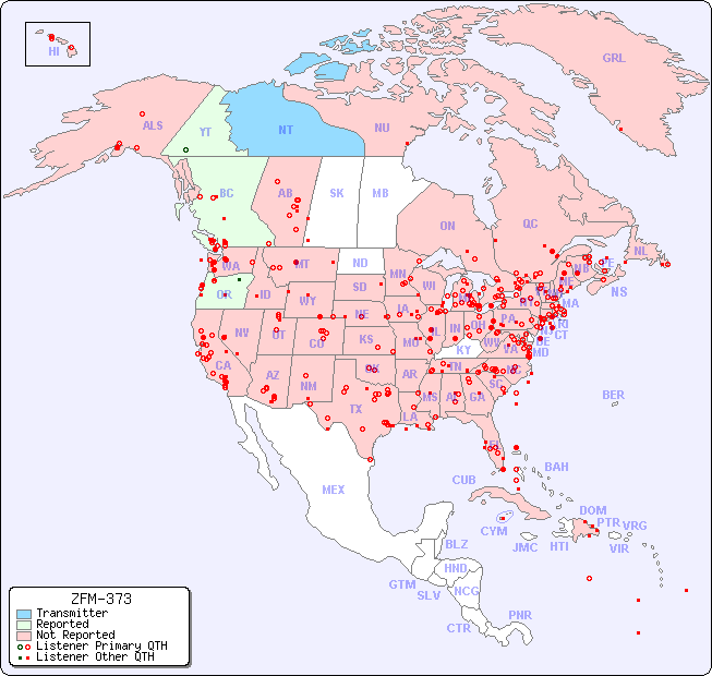 North American Reception Map for ZFM-373