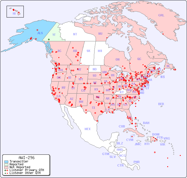 North American Reception Map for AWI-296