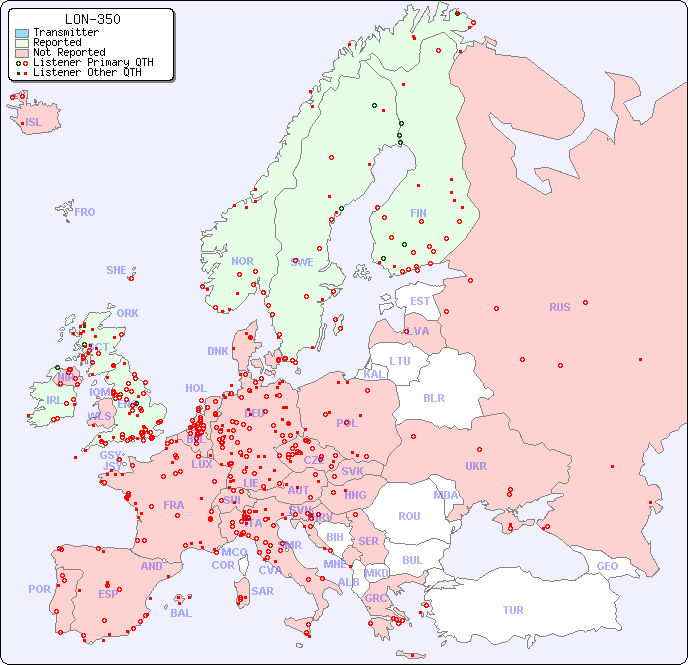 European Reception Map for LON-350