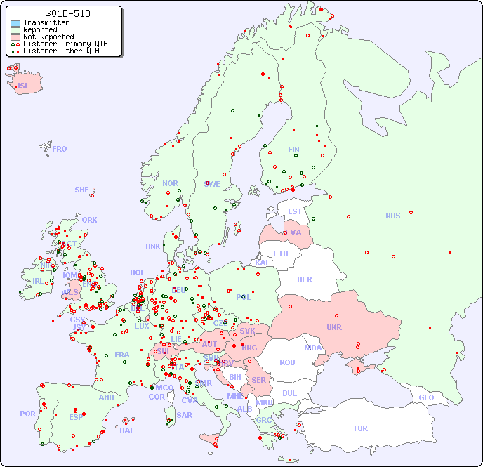 European Reception Map for $01E-518