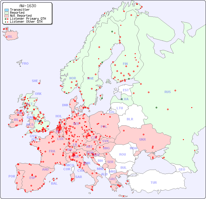 European Reception Map for AW-1630
