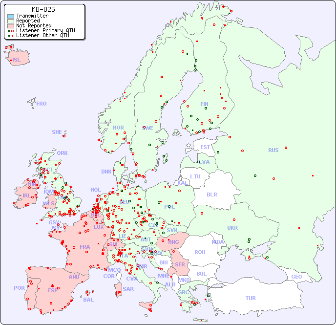 European Reception Map for KB-825