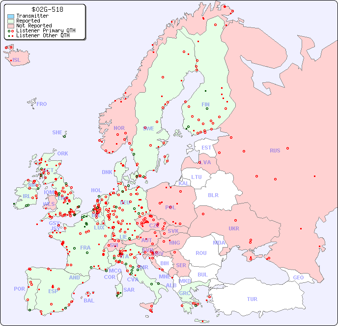 European Reception Map for $02G-518