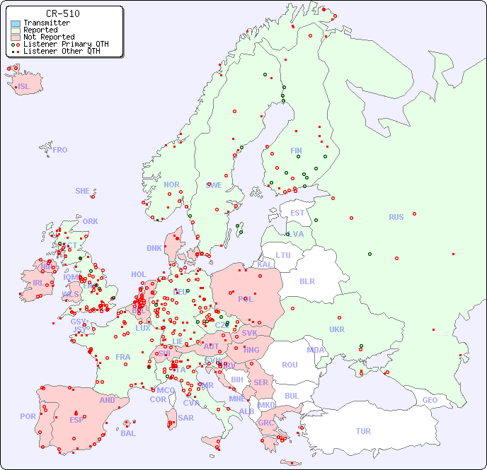 European Reception Map for CR-510