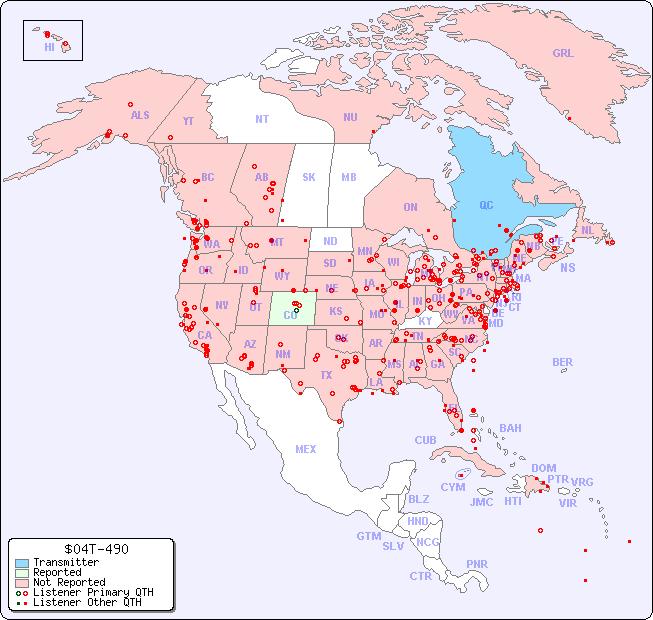 North American Reception Map for $04T-490