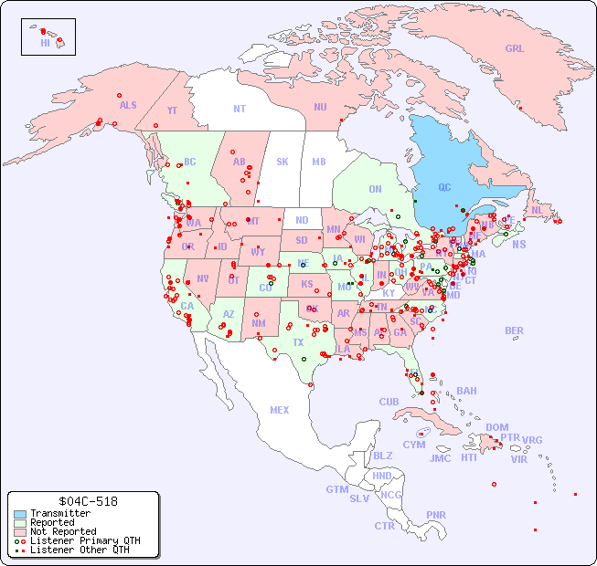 North American Reception Map for $04C-518