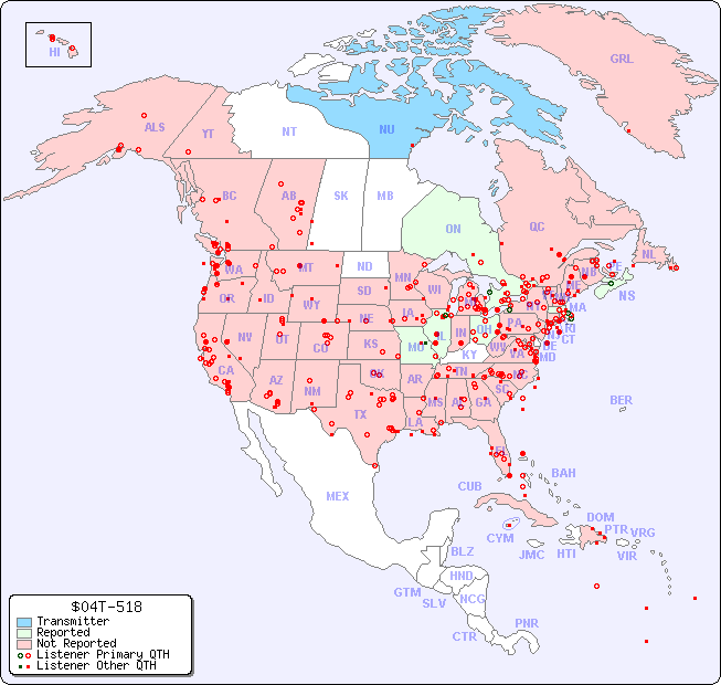 North American Reception Map for $04T-518