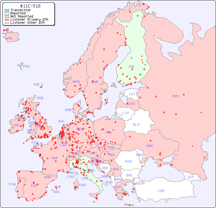 European Reception Map for $11C-518