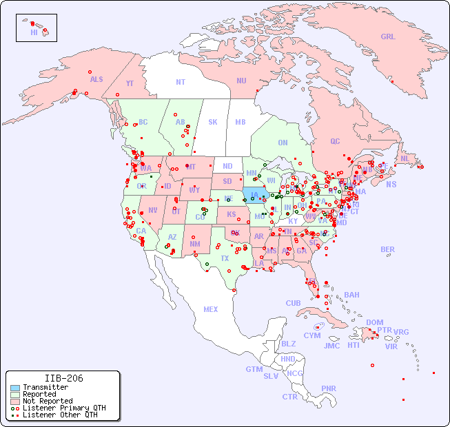 North American Reception Map for IIB-206