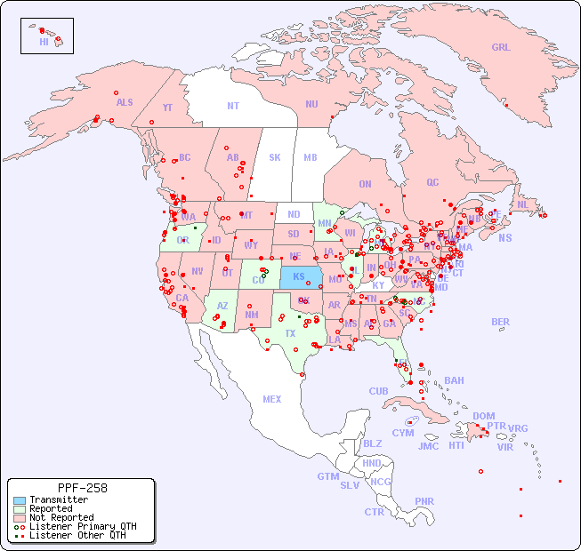 North American Reception Map for PPF-258