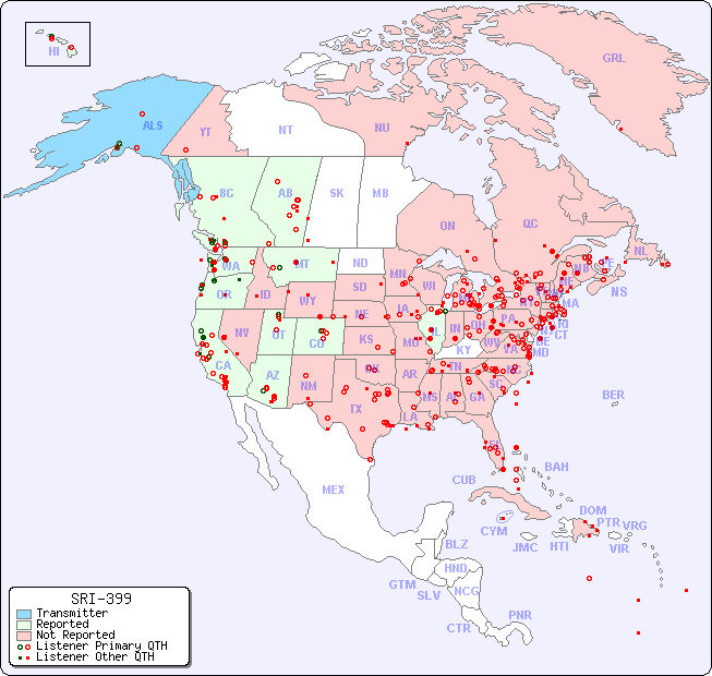 North American Reception Map for SRI-399