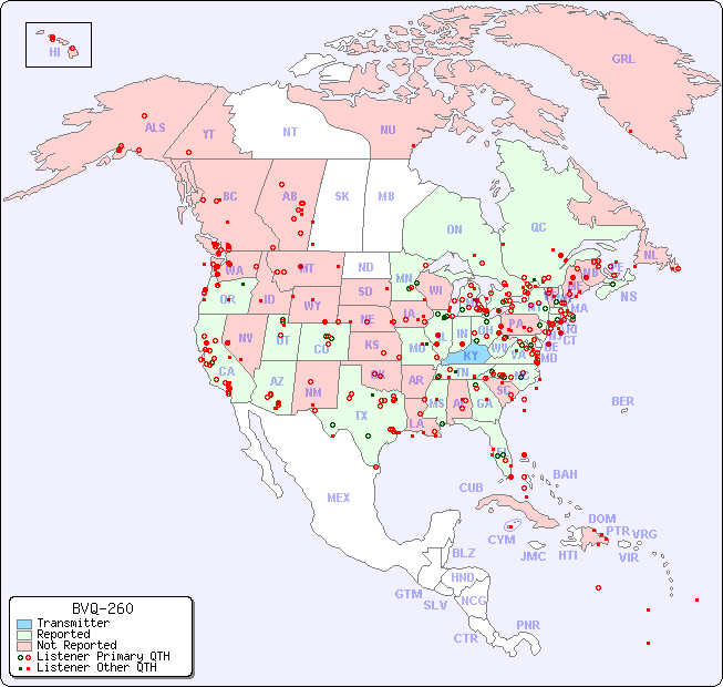 North American Reception Map for BVQ-260