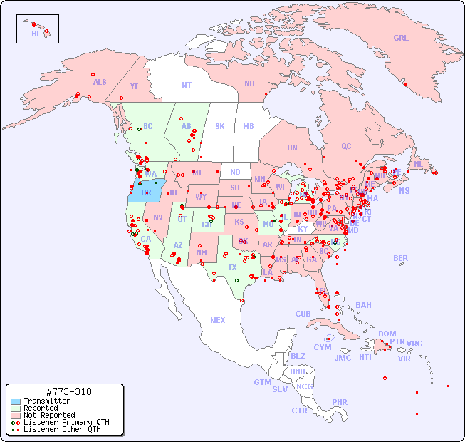 North American Reception Map for #773-310