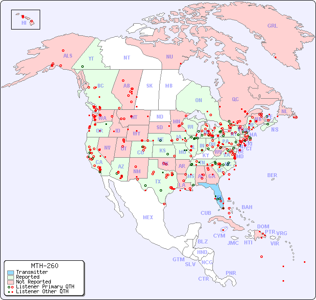 North American Reception Map for MTH-260