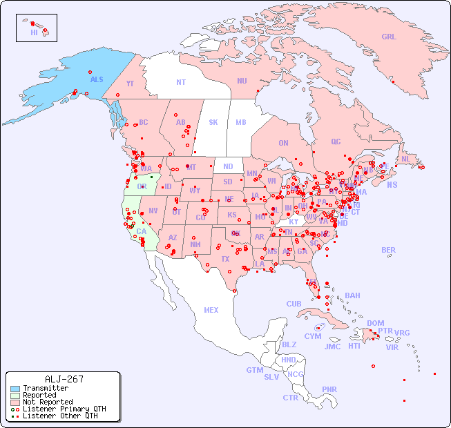 North American Reception Map for ALJ-267