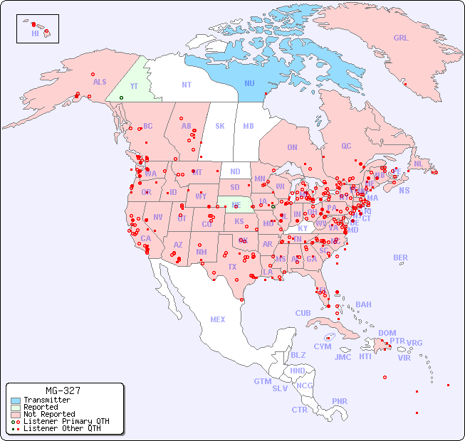 North American Reception Map for MG-327