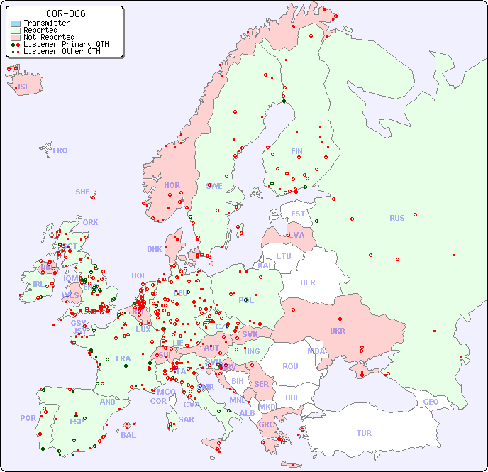 European Reception Map for COR-366