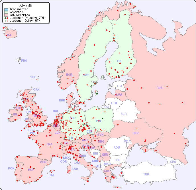 European Reception Map for DW-288