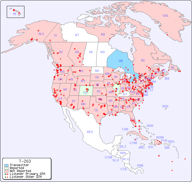 North American Reception Map for T-263