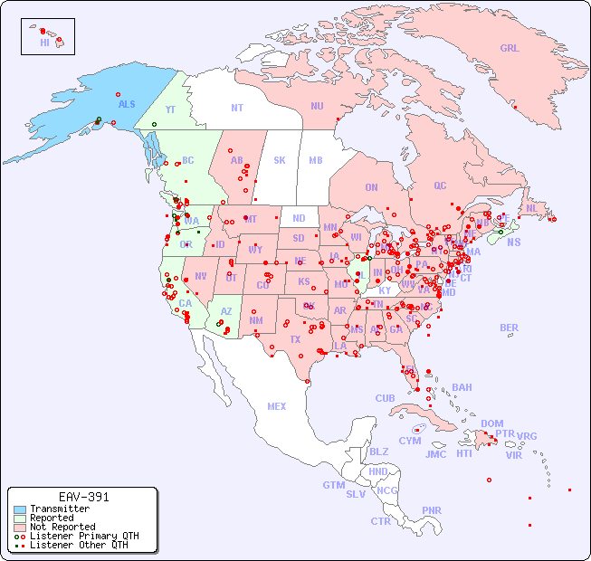 North American Reception Map for EAV-391