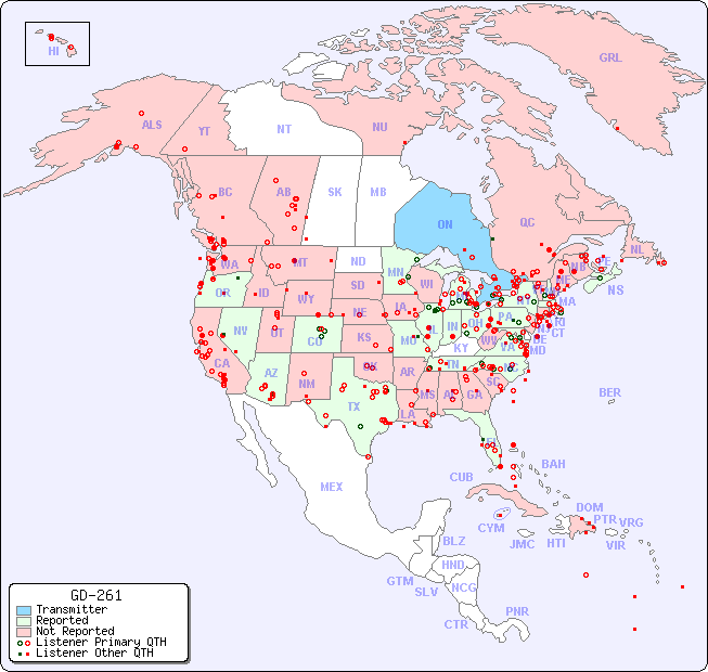 North American Reception Map for GD-261
