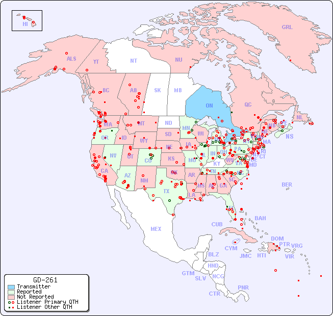 North American Reception Map for GD-261