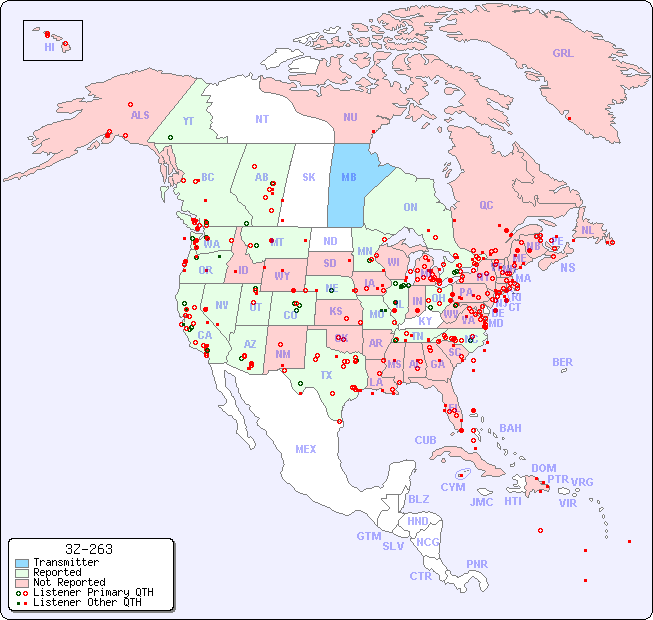 North American Reception Map for 3Z-263