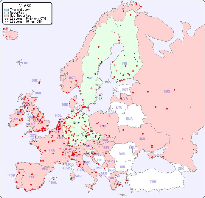 European Reception Map for V-650