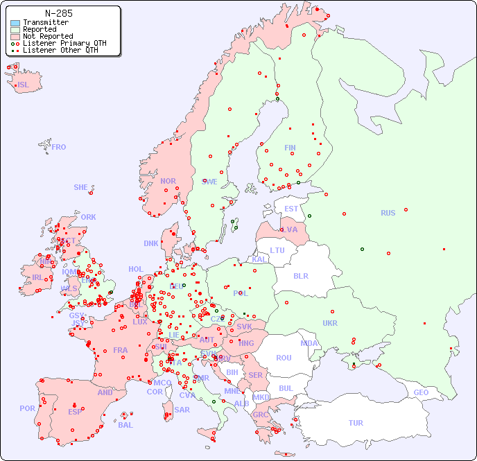 European Reception Map for N-285