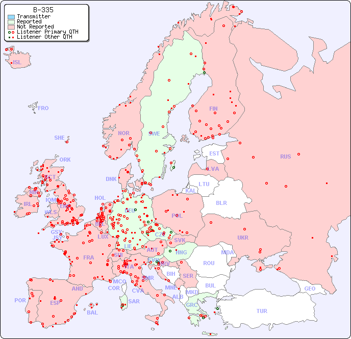 European Reception Map for B-335