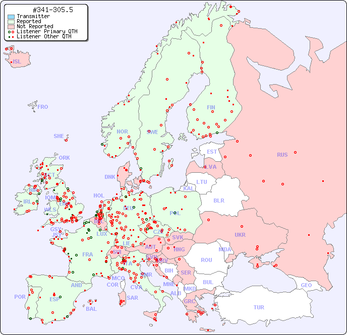 European Reception Map for #341-305.5