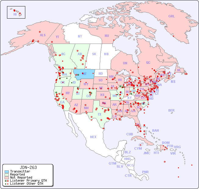 North American Reception Map for JDN-263