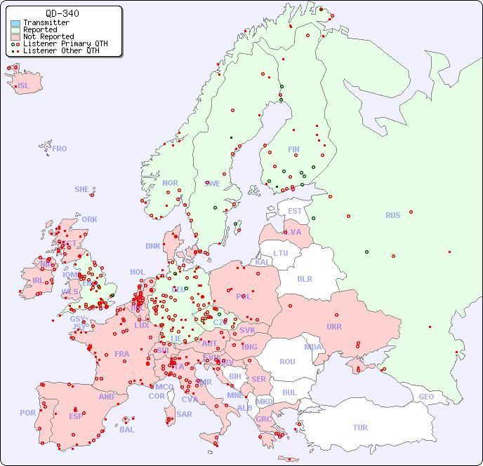European Reception Map for QD-340