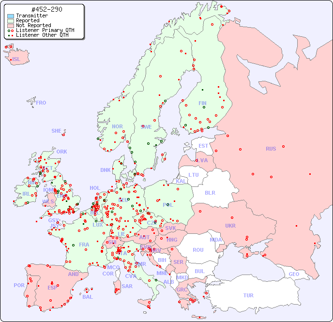 European Reception Map for #452-290