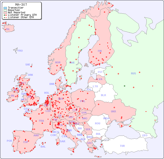 European Reception Map for MA-307