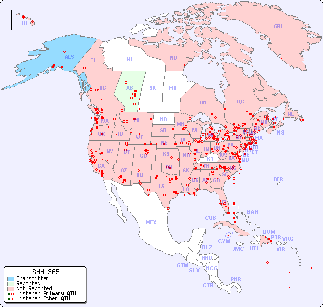 North American Reception Map for SHH-365