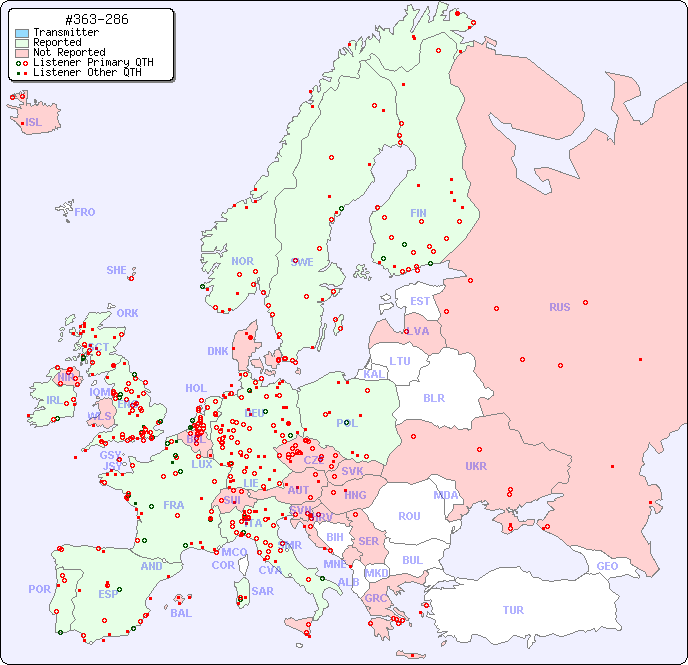 European Reception Map for #363-286