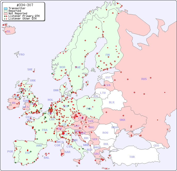 European Reception Map for #334-307