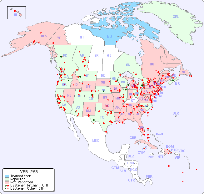 North American Reception Map for YBB-263