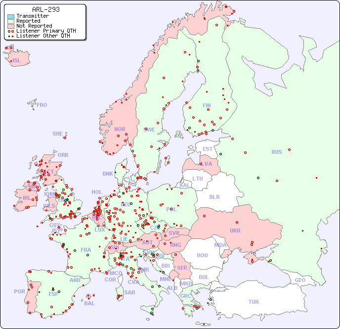 European Reception Map for ARL-293