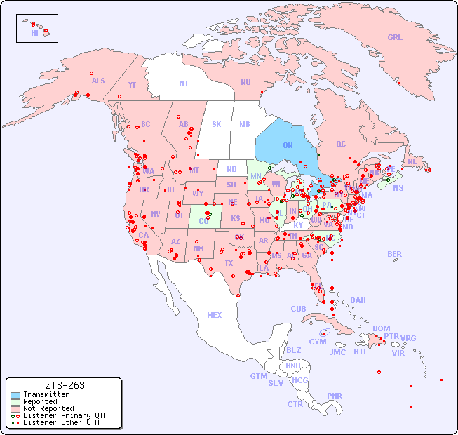 North American Reception Map for ZTS-263