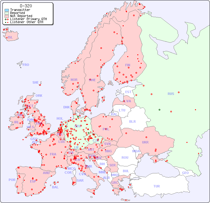 European Reception Map for O-320
