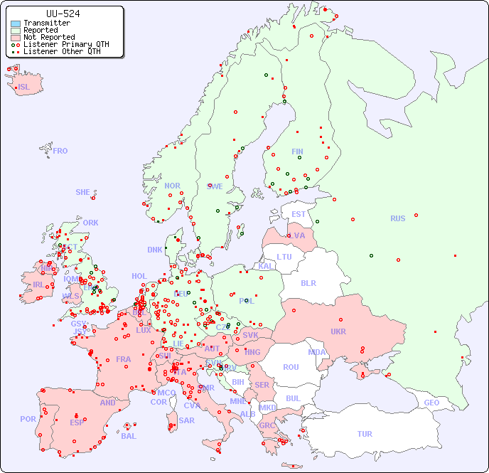 European Reception Map for UU-524