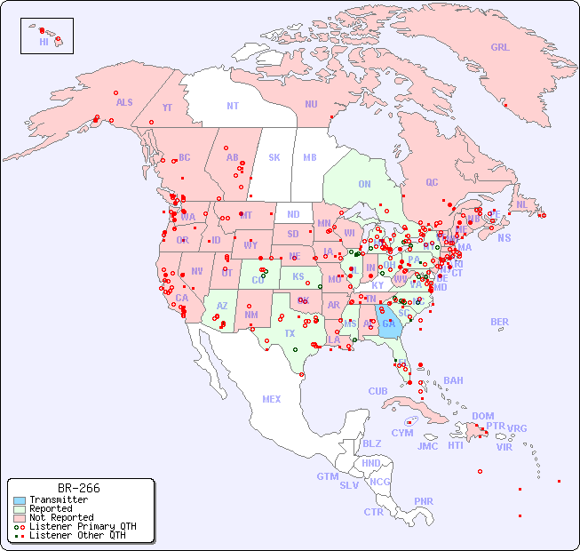 North American Reception Map for BR-266
