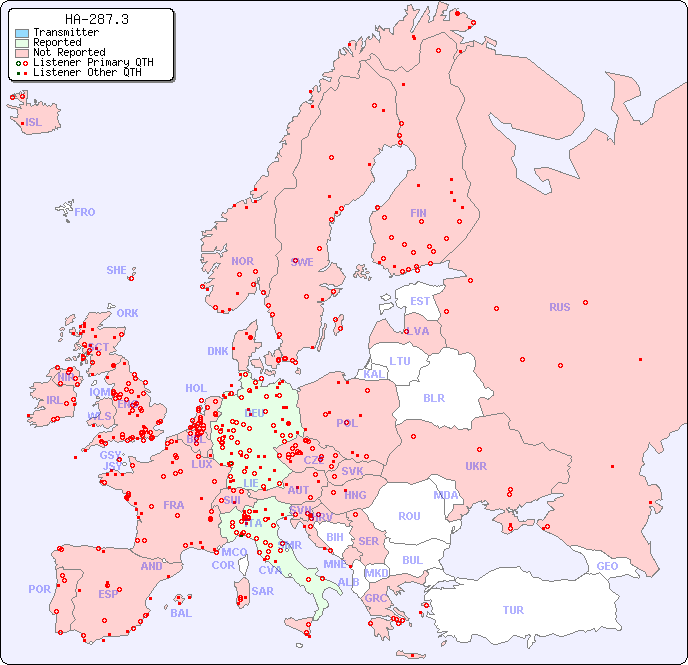 European Reception Map for HA-287.3