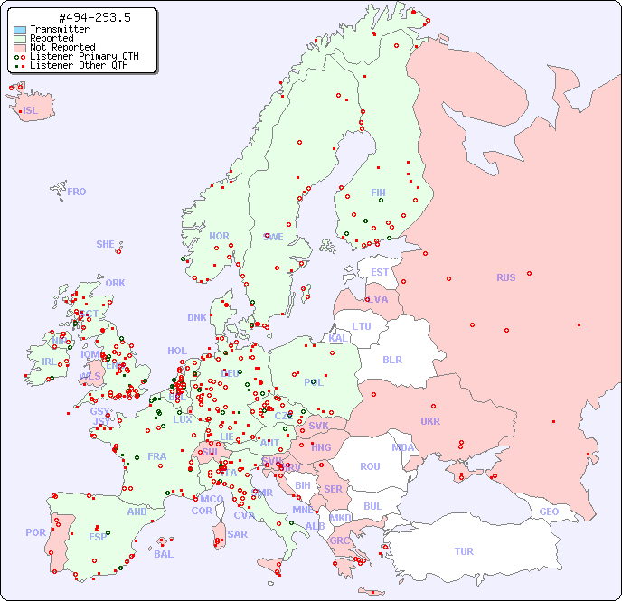 European Reception Map for #494-293.5