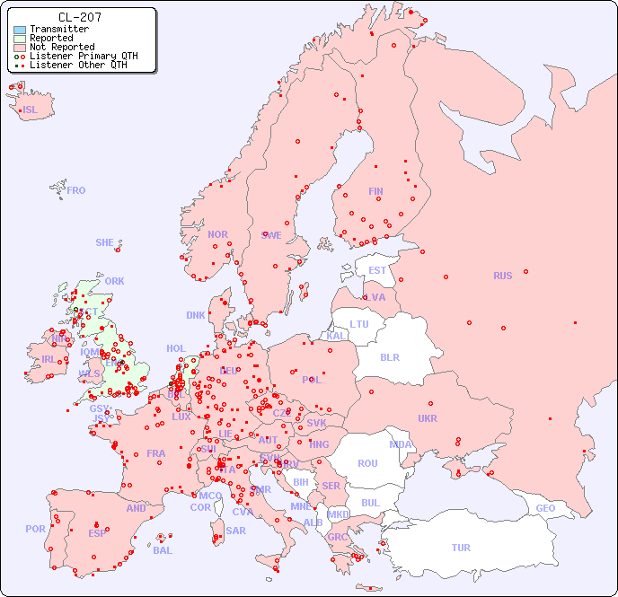 European Reception Map for CL-207